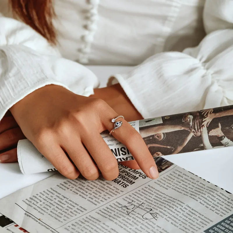 (slika za) Prstan z odprtim hudičevim očesom v stilu Pandora - BSR215 - Ogled 9