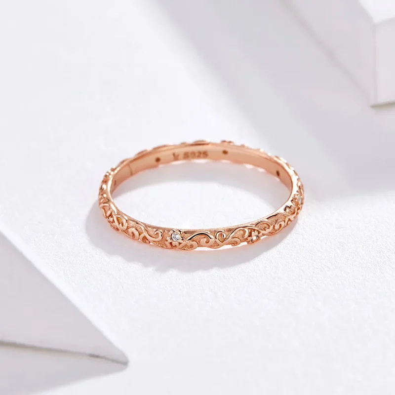 (slika za) Prstan z retro vzorci iz rožnatega zlata v stilu Pandora - SCR514 - Ogled 4