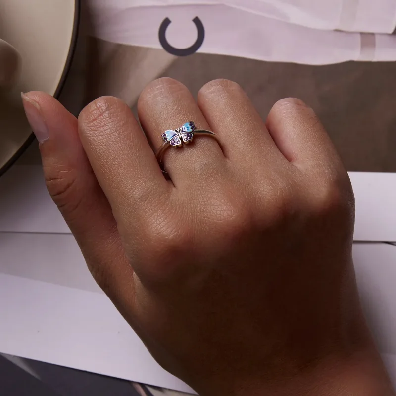 (slika za) Retro odprt prstan z metulji v stilu Pandora - SCR802 - Ogled 7