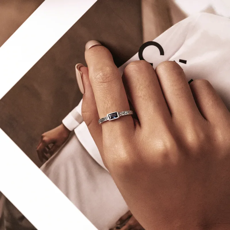 (slika za) Retro vzorec v slogu Pandora - odprt prstan iz cirkonija - SCR768 - Ogled 7