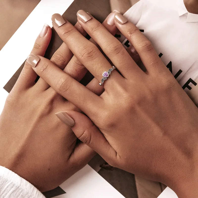 (slika za) Retro vzorec v slogu Pandora - prstan z odprtim srcem - SCR766 - Ogled 6