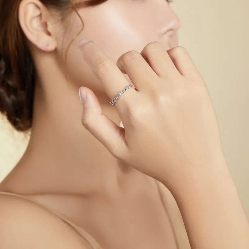 (slika za) Srebrni mavrični prstan v stilu Pandora - SCR697 - Ogled 6