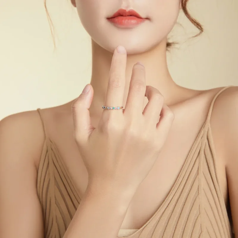 (slika za) Srebrni mavrični prstan v stilu Pandora - SCR697 - Ogled 7