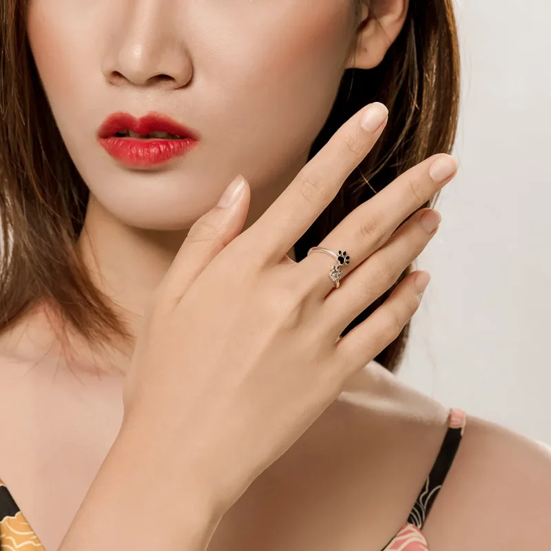 (slika za) Srebrni odprti prstan prijateljstva v stilu Pandora - SCR605 - Ogled 5