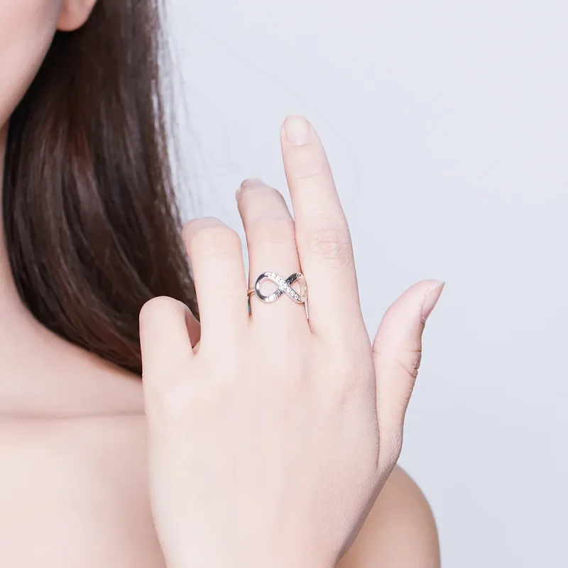 (slika za) Srebrni odprti prstan z neskončno ljubeznijo v stilu Pandora - SCR579 - Ogled 6