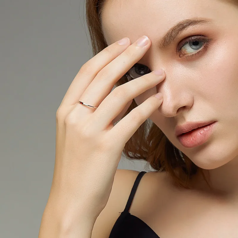 (slika za) Srebrni preprosti ljubezenski prstan v stilu Pandora - SCR620 - Ogled 5