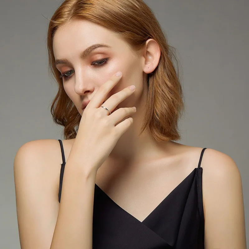 (slika za) Srebrni preprosti ljubezenski prstan v stilu Pandora - SCR620 - Ogled 6