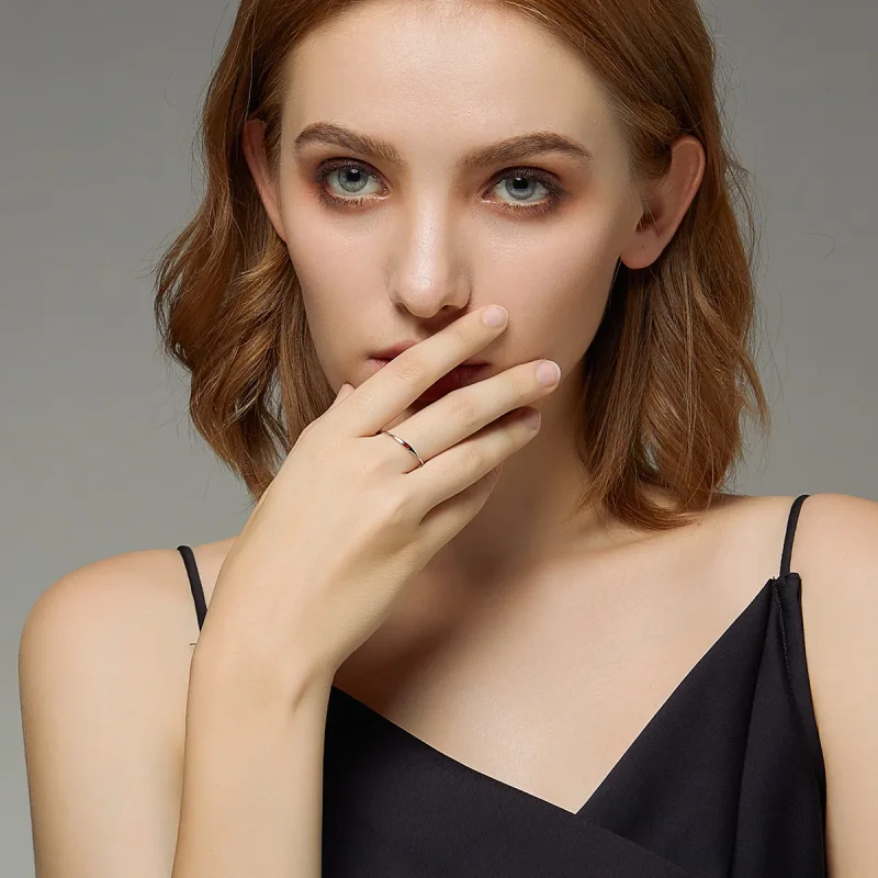 (slika za) Srebrni preprosti ljubezenski prstan v stilu Pandora - SCR620 - Ogled 7