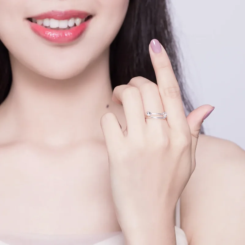 (slika za) Srebrni preprosti prstan v slogu Pandora - SCR520 - Ogled 6