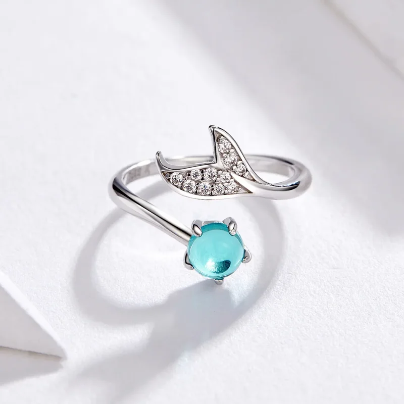 (slika za) Srebrni prstan morske deklice v slogu Pandora - SCR515 - Ogled 4