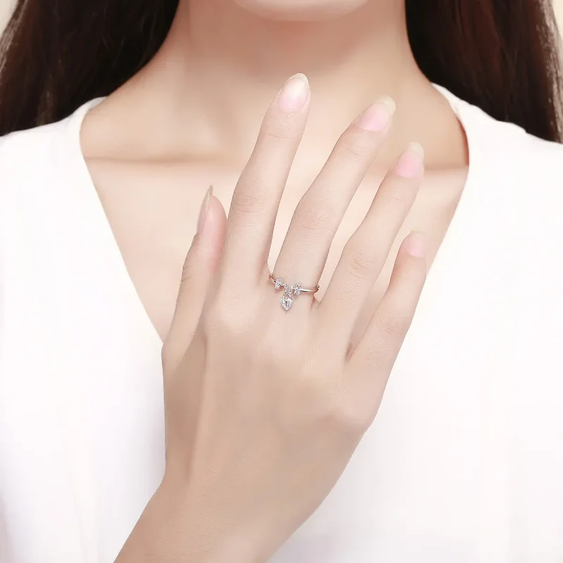 (slika za) Srebrni prstan s ključavnico v obliki srca Pandora - SCR466 - Ogled 5