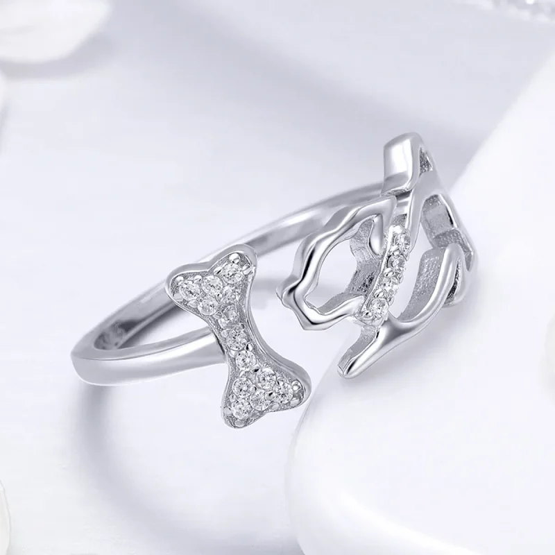 (slika za) Srebrni prstan s pasjim podjetjem v stilu Pandora - SCR416 - Ogled 4