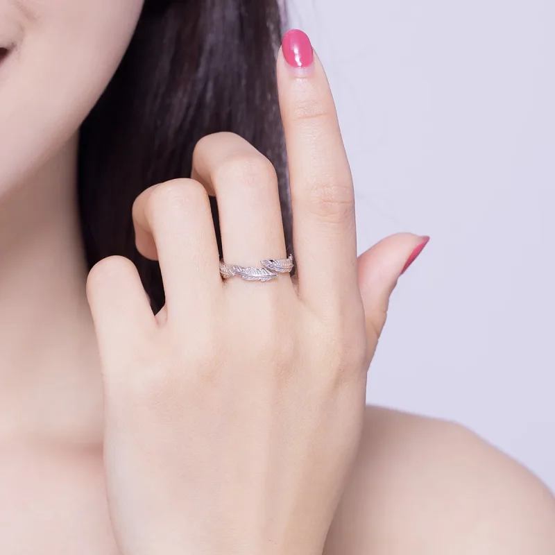 (slika za) Srebrni prstan s perjem v stilu Pandora - SCR517 - Ogled 7