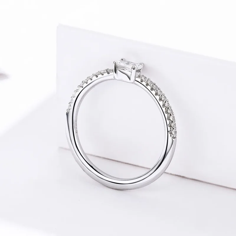 (slika za) Srebrni prstan s prozornimi kamni v stilu Pandora - SCR524 - Ogled 3