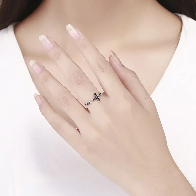 (slika za) Srebrni prstan z lučjo križa v stilu Pandora - SCR447 - Ogled 5