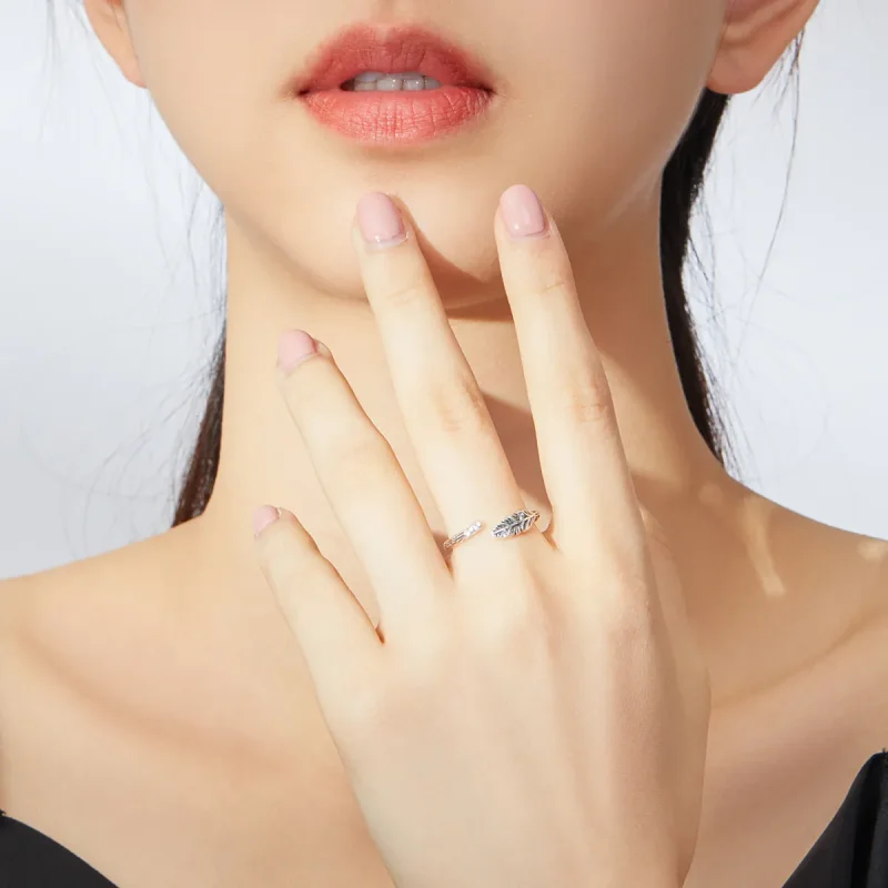 (slika za) Srebrni starinski odprti prstan v stilu Pandora - SCR639 - Ogled 5