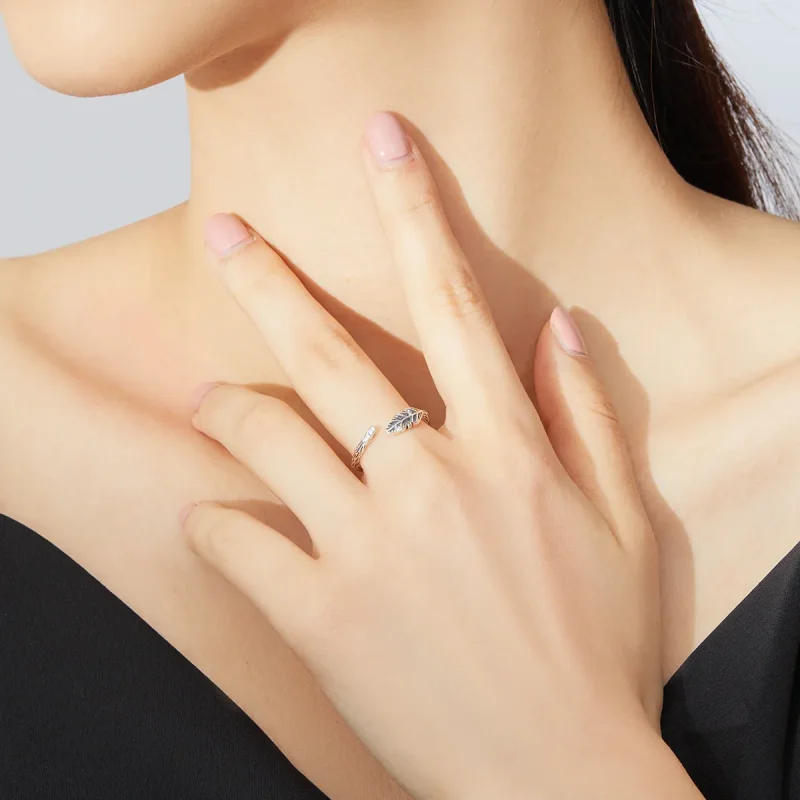 (slika za) Srebrni starinski odprti prstan v stilu Pandora - SCR639 - Ogled 6