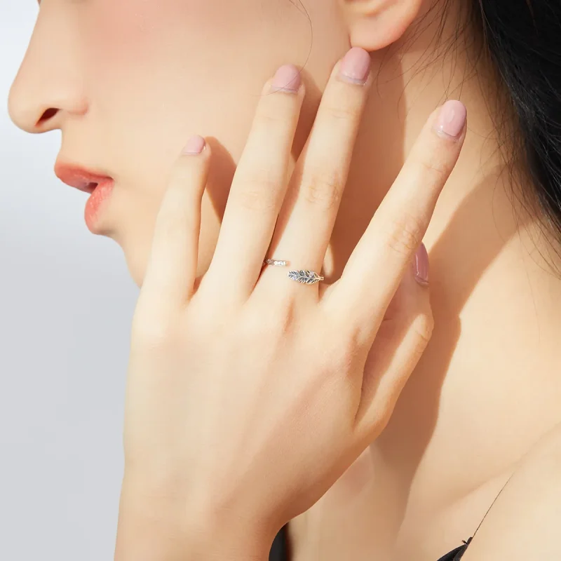 (slika za) Srebrni starinski odprti prstan v stilu Pandora - SCR639 - Ogled 7