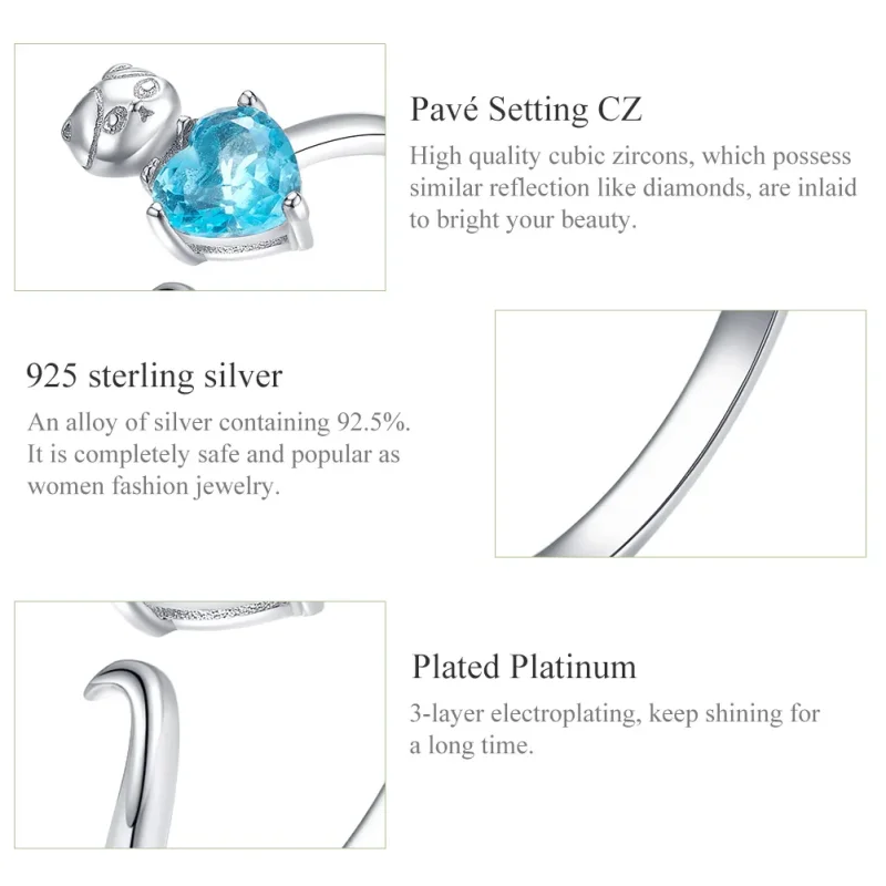 (slika za) Srebrno modra mucka v slogu Pandora - SCR533 - Ogled 3