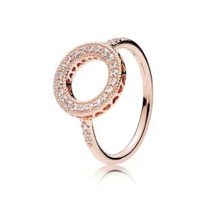 (slika za) Hearts of PANDORA Halo Ring, PANDORA Rose™ Clear CZ - 181039CZ