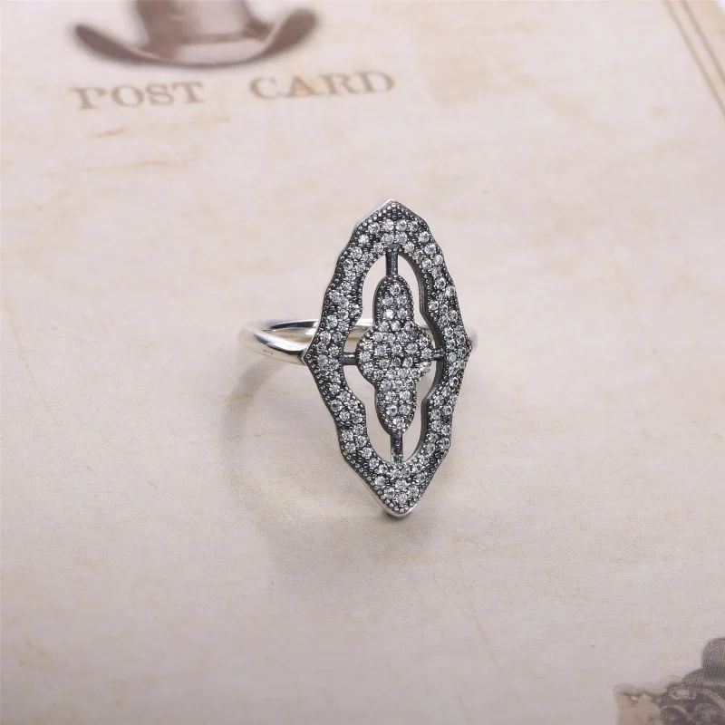 (slika za) PANDORA bleščeč čipkast prstan prozoren CZ - 190917CZ - Ogled 3