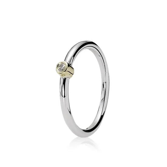 (slika za) PANDORA Jutranja zvezda, srebrni prstan, 14k, 0,03 ct TW h/vs diamant - 190213D - Prstani