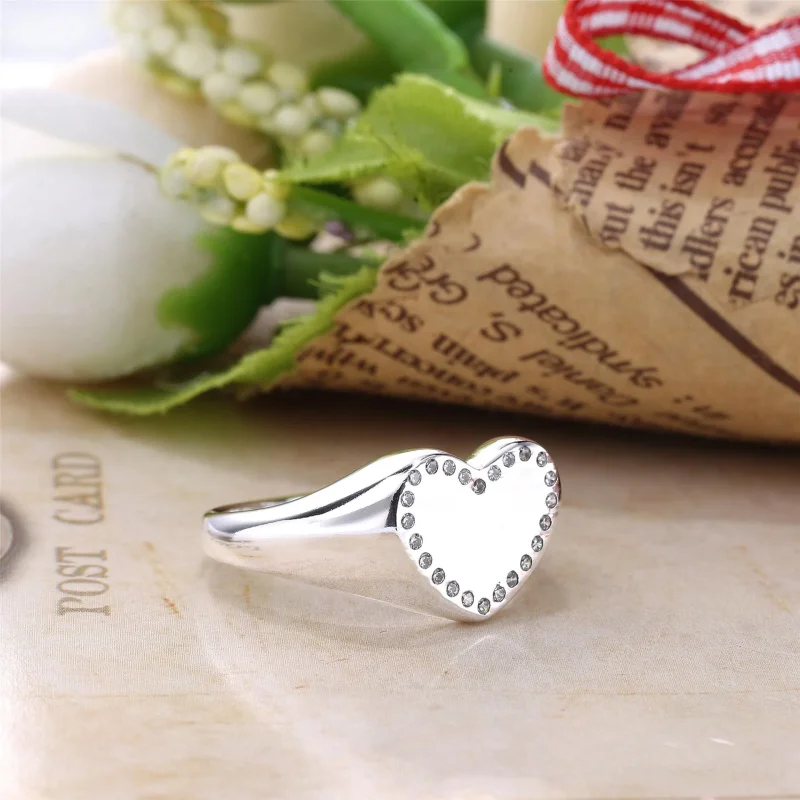 (slika za) PANDORA pečat v obliki srca, prozoren prstan CZ - 191042CZ - Ogled 2