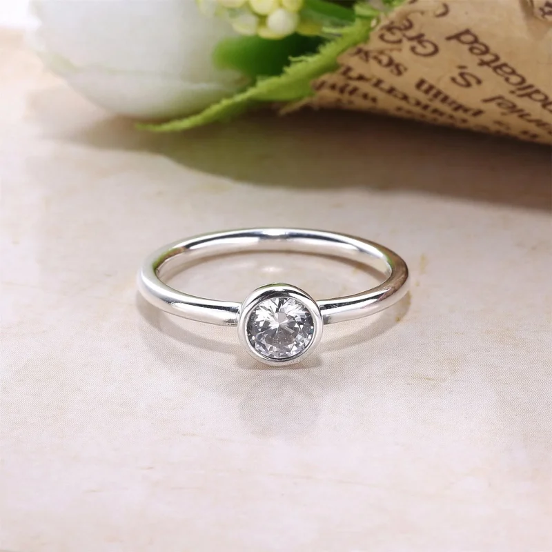 (slika za) PANDORA Petite Circle Ring, Clear CZ - 191043CZA - Ogled 3