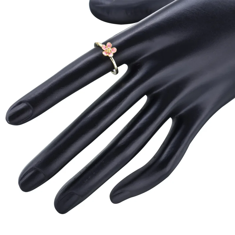 (slika za) PANDORA Prstan češnjev cvet, ki ga je mogoče zložiti, prstan iz roza in 14K zlat - Ogled 4