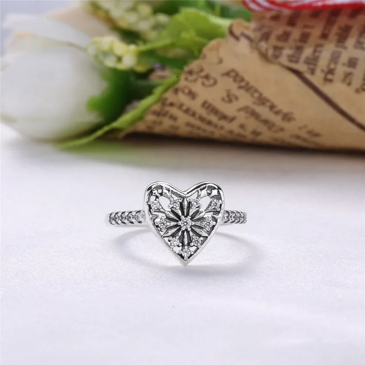 PANDORA prstan Heart of Winter, prozoren CZ - 196371CZ