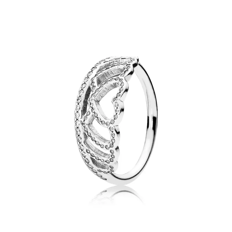 (slika za) PANDORA Prstan s tiaro Hearts - 190958CZ - Slika izdelka