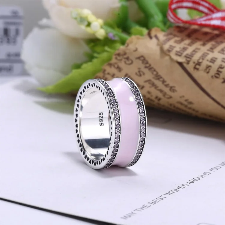 PANDORA Prstan s trakom Pink Hearts of PANDORA - 191024EN40
