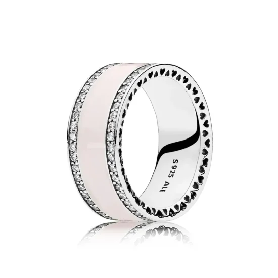 (slika za) PANDORA Prstan s trakom Pink Hearts of PANDORA - 191024EN40