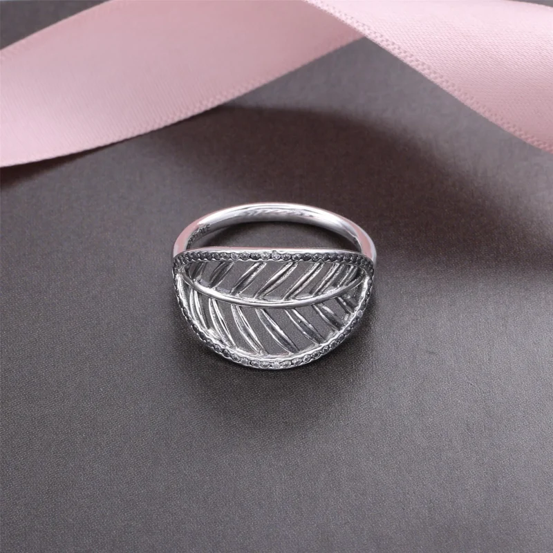 (slika za) PANDORA Prstan s tropskimi palmovimi listi, prozoren CZ - 190952CZ - Ogled 2