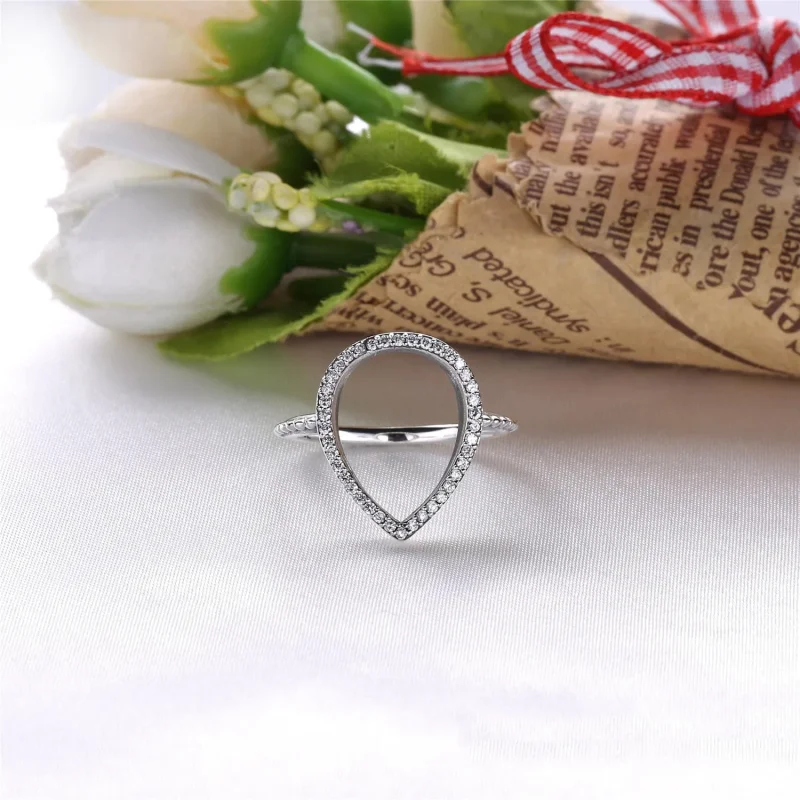 (slika za) PANDORA Prstan Teardrop Silhuette Clear CZ - 196253CZ - Ogled 2