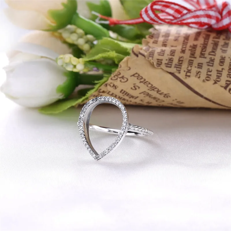 (slika za) PANDORA Prstan Teardrop Silhuette Clear CZ - 196253CZ - Ogled 3