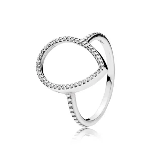 (slika za) PANDORA Prstan Teardrop Silhuette Clear CZ - 196253CZ