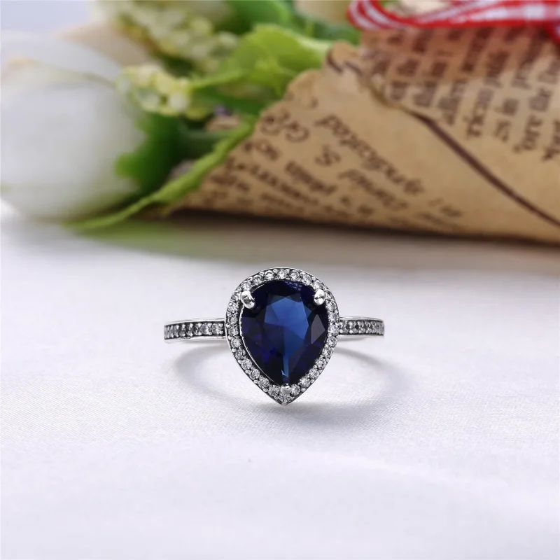 (slika za) PANDORA Prstan z žarečo solzo prozoren CZ - 196251CZ - Ogled 4