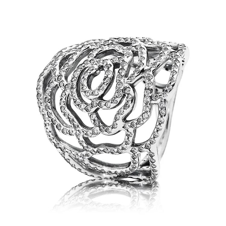 PANDORA Prstan z lesketajočo se vrtnico, prozoren Cz - 190951CZ