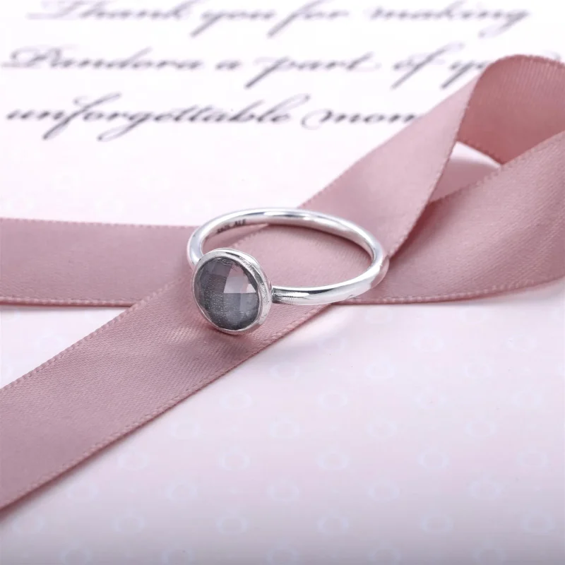 (slika za) PANDORA Prstan z rojstnim kamnom z kapljico aprila - 191012RC - Ogled 2