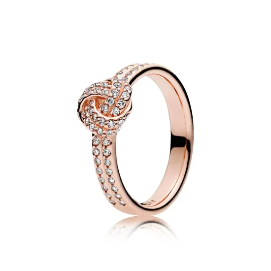 (slika za) PANDORA Rose™ Sparkling Love Knot, prozoren prstan CZ - 180997cz