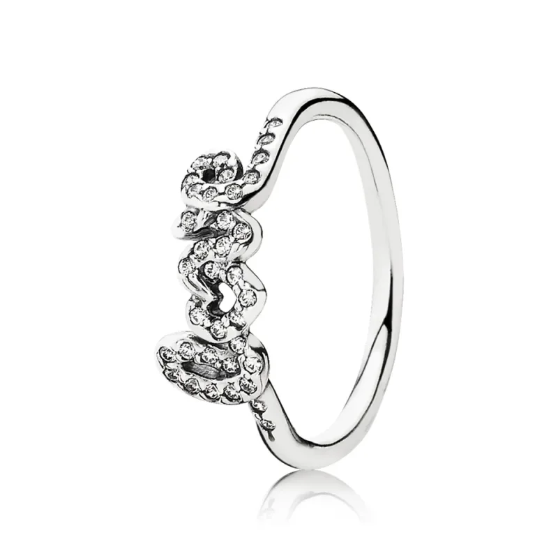 (slika za) PANDORA Signature of Love Ring, prozoren prstan CZ - 190928CZ - Slika izdelka