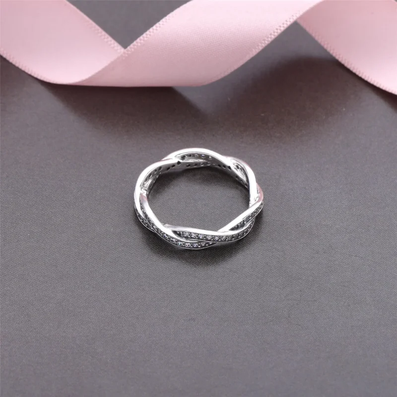 (slika za) PANDORA Srebrn prepleten prstan z cirkoni - 190892CZ - Ogled 2