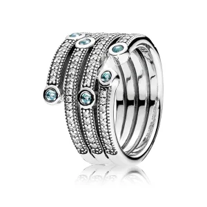 (slika za) PANDORA Svetleč ocean, prozorni prstani Frosty Mint Cz - 191002CZF
