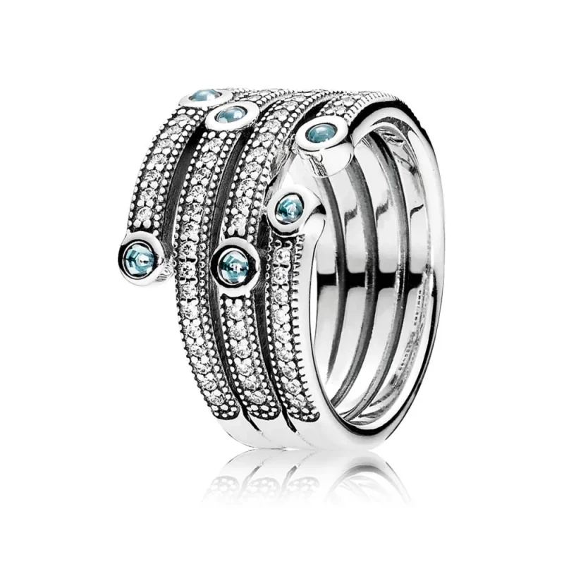 (slika za) PANDORA Svetleč ocean, prozorni prstani Frosty Mint Cz - 191002CZF - Slika izdelka