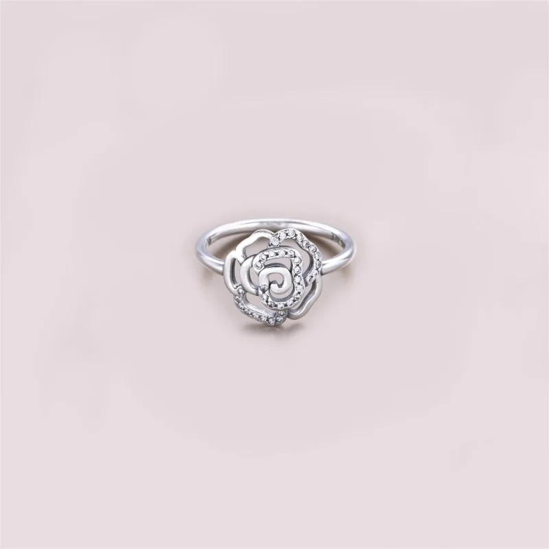 (slika za) PANDORA Svetleč prstan z nežno vrtnico, prozoren Cz - 190949CZ - Ogled 2