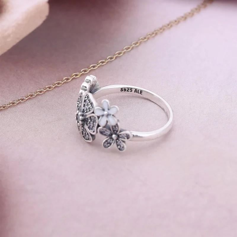 (slika za) PANDORA Svetleči šopek, Prstani iz belega emajla, prozorni Cz - 190984CZ - Ogled 3