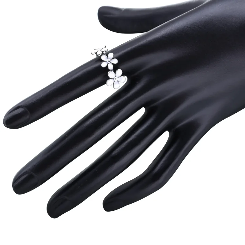 (slika za) PANDORA trojni prstan s cvetovi bele marjetice - 190900EN12 - Ogled 3