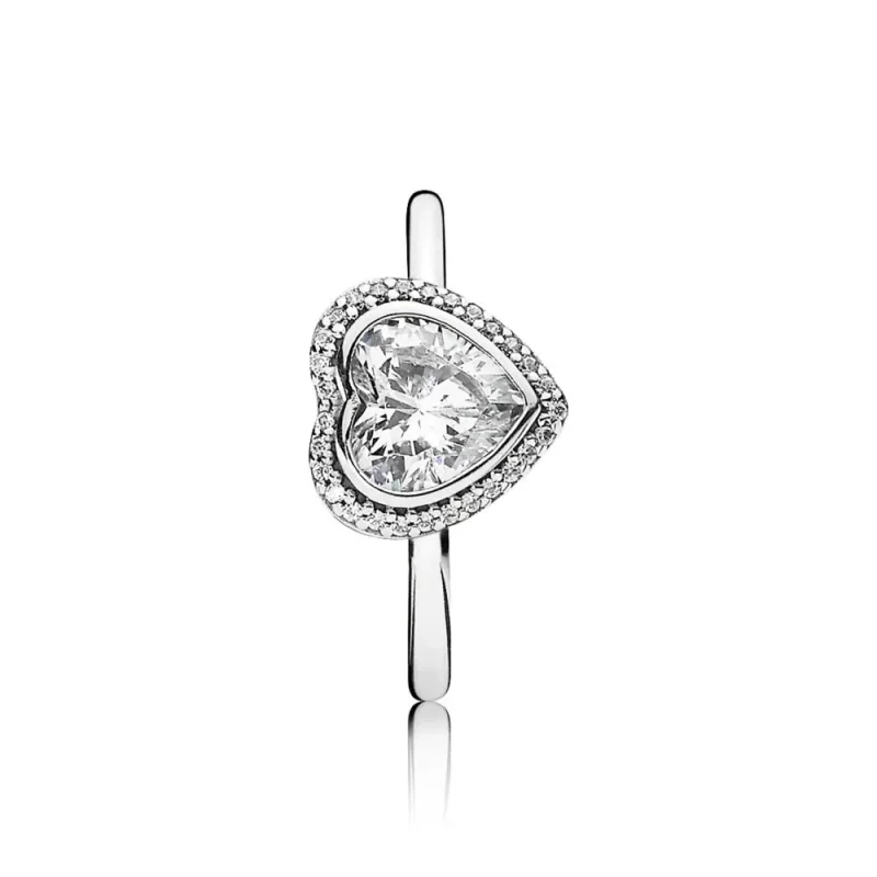 (slika za) PANDORA Zaročni prstan z bleščečim srcem - 190929CZ - Ogled 4