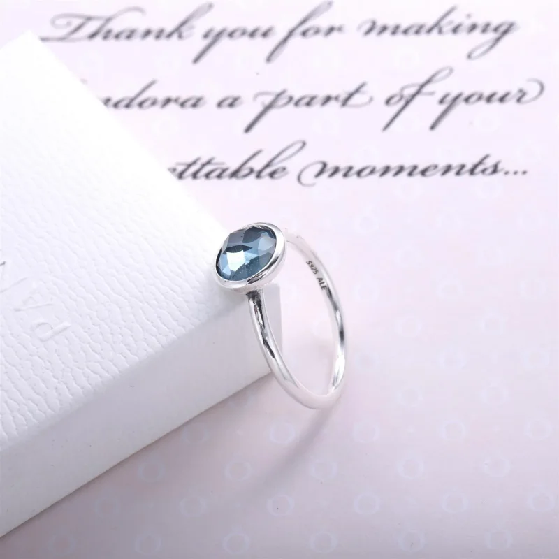 (slika za) Prstan PANDORA March Droplet Birthstone - 191012NAB - Ogled 3